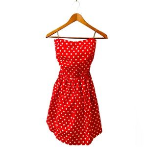Polka dot strapless dress